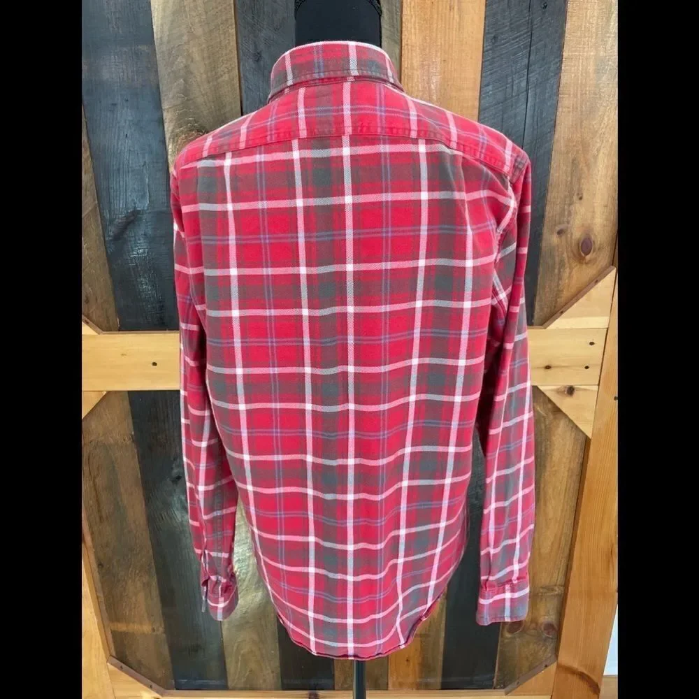 J Crew red plaid cotton flannel, size M